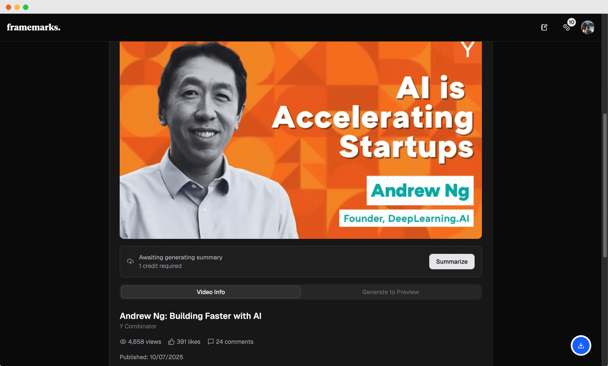 Screenshot showing video thumbnail and information